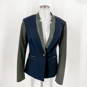 Express Blazer with faux leather neck detail